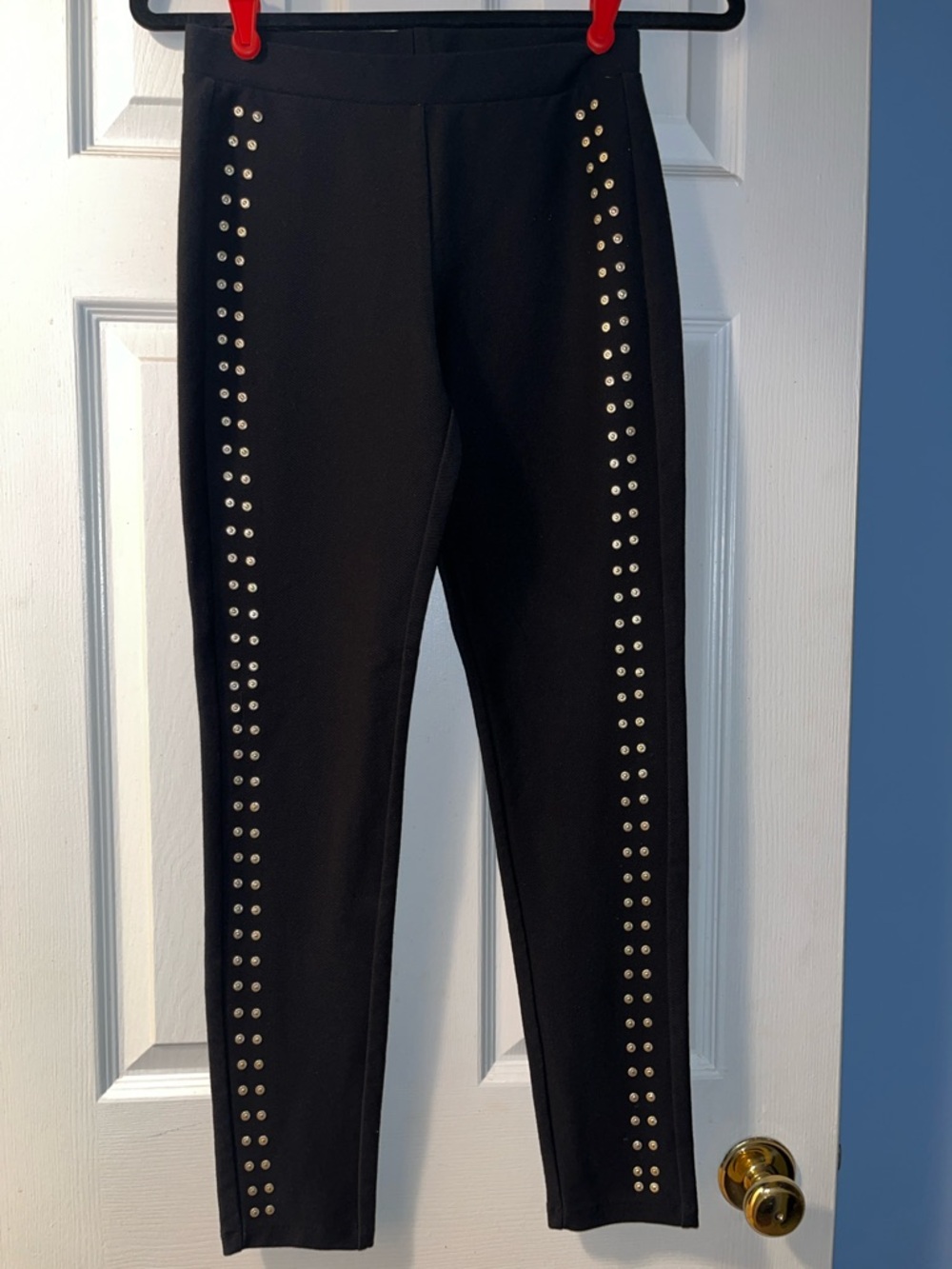 MICHAEL Michael Kors Black Skinny Pants with Gold studs